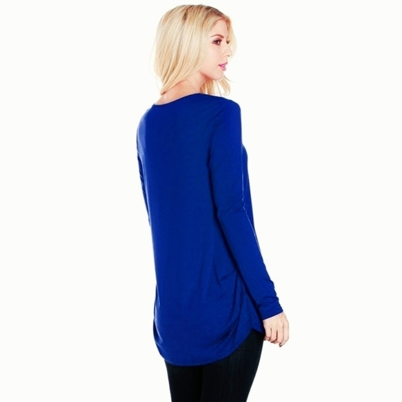 ZENANA Long Sleeve Round Neck Navy Blue Tunic Top Size Small NWT - Picture 2 of 3